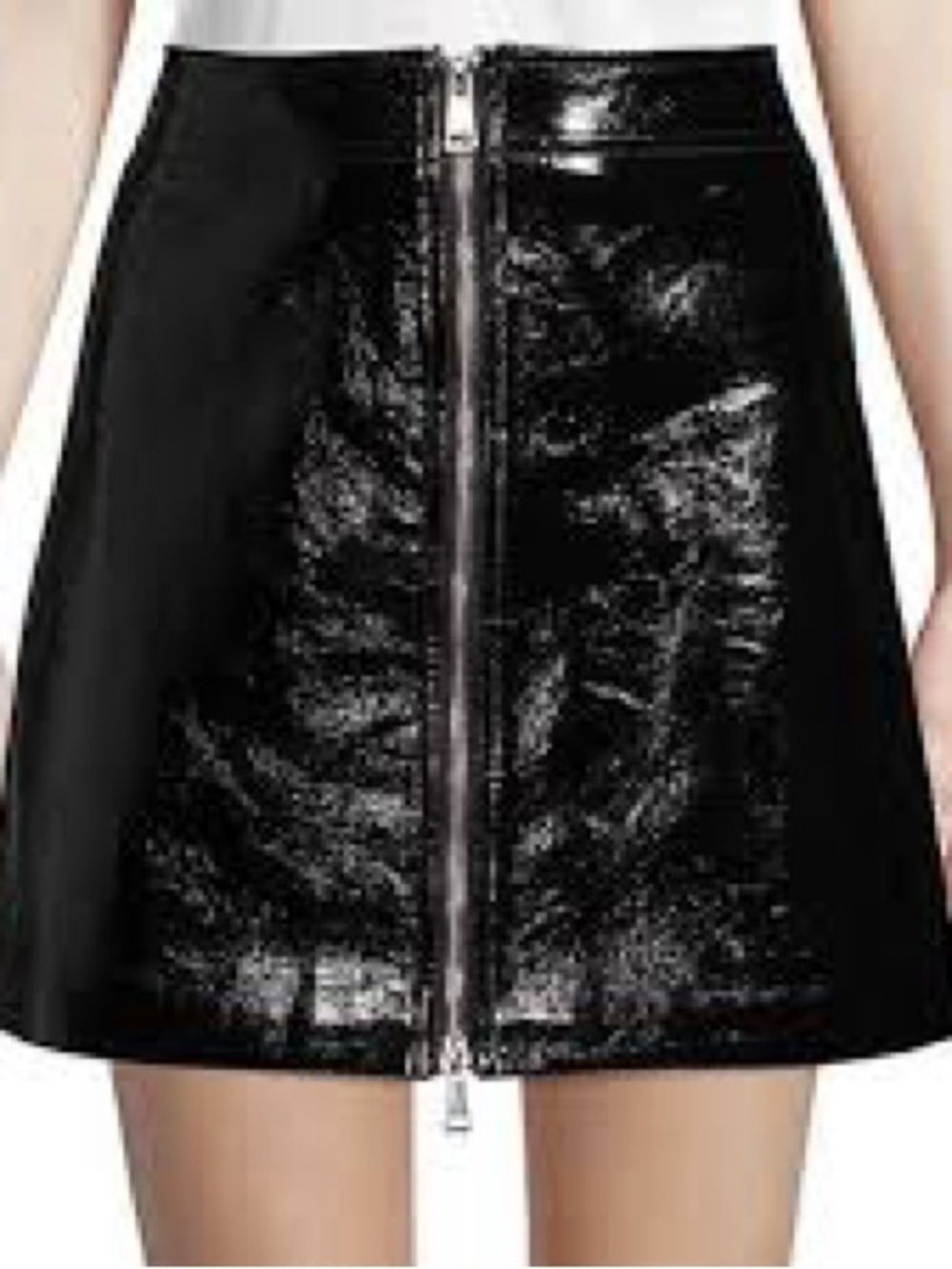 Ronny Kobo Black Patent Faux-Leather Mini Skirt – Size M